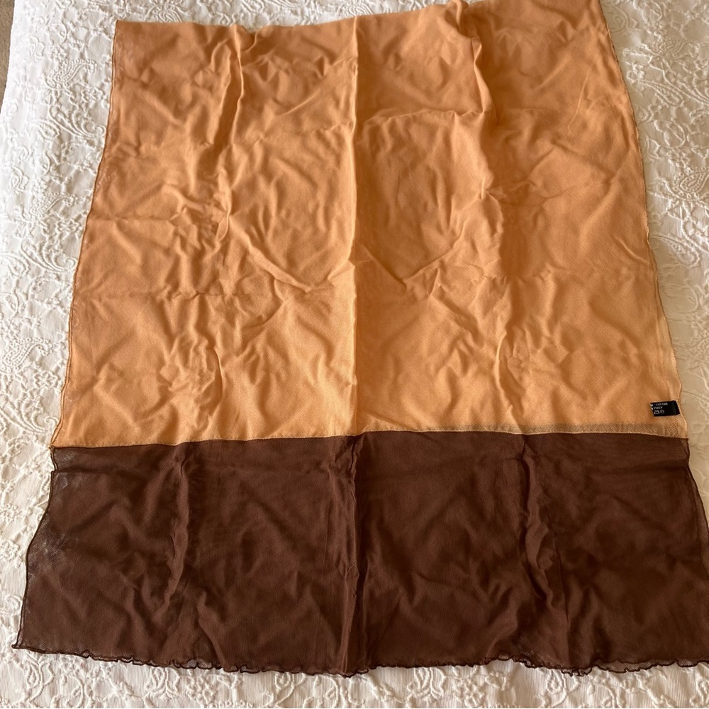 Longchamp Stoles Two tone Brown Vintage Scarf Made In Italy 100% cotton